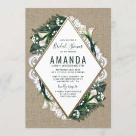 Calla Lily Burlap Lace bruids douche uitnodigingen