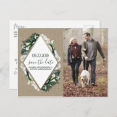 Calla Lily Burlap Lace Bruiloft Save the Date Kaar Aankondigingskaart (Voorkant / Achterkant)