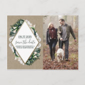 Calla Lily Burlap Lace Bruiloft Save the Date Kaar Aankondigingskaart (Voorkant)