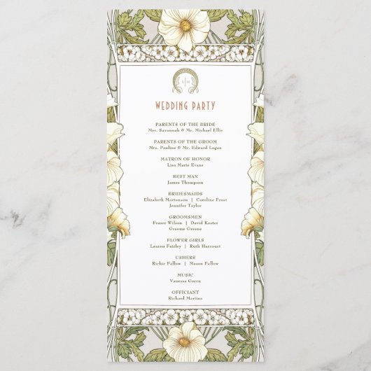 Calla Lily Ceremony Art Nouveau Mucha Programmakaart (Achterkant)