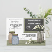 Calla Lily Chalkboard en Mason Jar Wedding Invite Kaart (Staand voorkant)