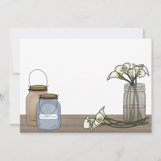 Calla Lily Chalkboard en Mason Jar Wedding Invite Kaart (Achterkant)