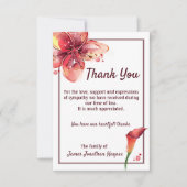 Calla Lily Dank u voor uw begrafenisbegrip Bedankkaart (Voorkant)