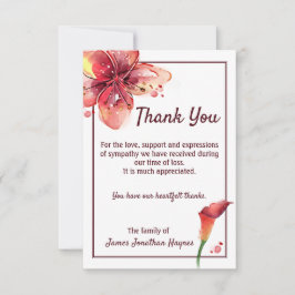 Calla Lily Dank u voor uw begrafenisbegrip Bedankkaart
