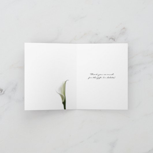 Calla Lily Dankbetuiging op Paars Bedankkaart (Binnen)
