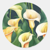 Calla Lily Elegant Ronde Sticker (Voorkant)