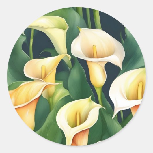 Calla Lily Elegant Ronde Sticker (Voorkant)