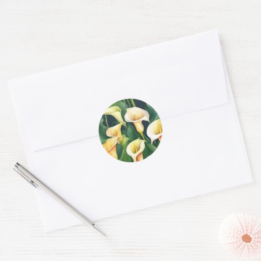 Calla Lily Elegant Ronde Sticker (Envelop)