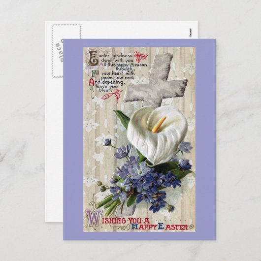 Calla Lily en Cross Pasen Feestdagenkaart (Voorkant / Achterkant)