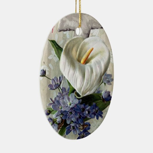 Calla Lily en Cross  Pasen Keramisch Ornament (Rechts)