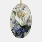 Calla Lily en Cross  Pasen Keramisch Ornament (Links)