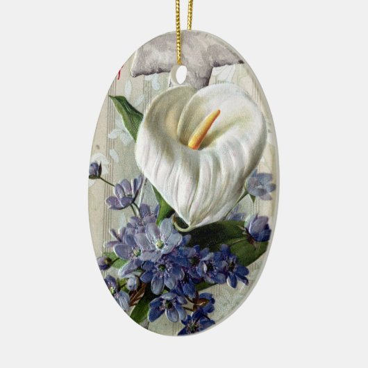 Calla Lily en Cross  Pasen Keramisch Ornament (Links)