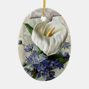 Calla Lily en Cross  Pasen Keramisch Ornament