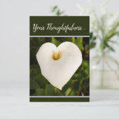 Calla Lily Flat Dank u "Bedachtzaamheid" Kaart (Staand voorkant)