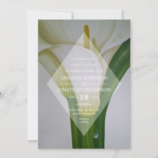 Calla Lily Floral Spring Wedding Invitation Kaart (Voorkant)