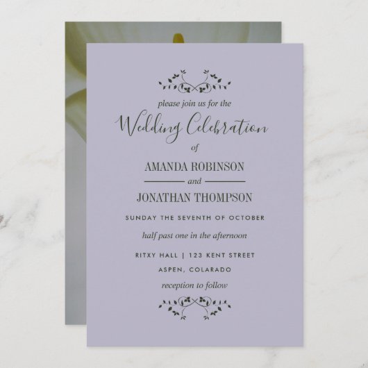 Calla Lily Floral Wedding Invitation Kaart (Voorkant / Achterkant)