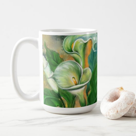 Calla Lily Flower Coffee Mok - Schilderen (Met donut)
