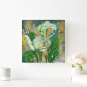 Calla Lily Flower Wall Clock Painting Vierkante Klok (Huis)
