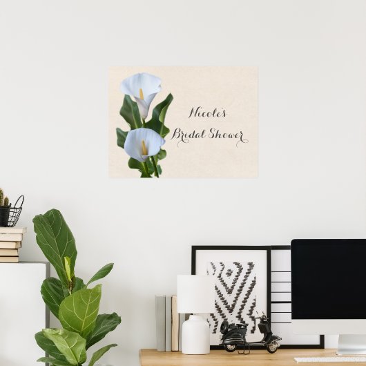 Calla Lily Flowers Floral Elegant Bridal Wedding Poster (Thuiskantoor)