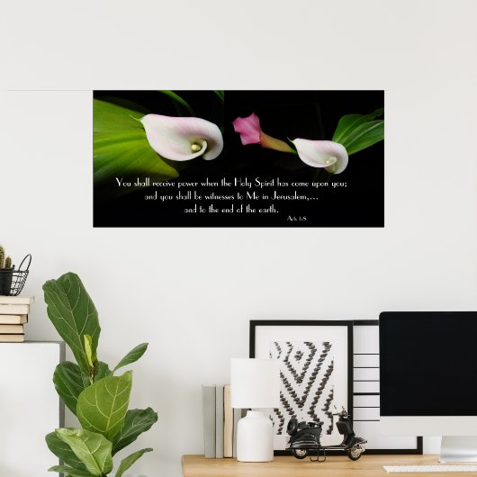 Calla Lily Flowers Heilige Geest Manuscript Print (Thuiskantoor)
