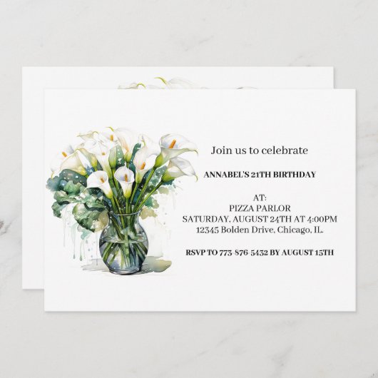  Calla Lily Flowers Verjaardagsfeest Kaart (Voorkant / Achterkant)