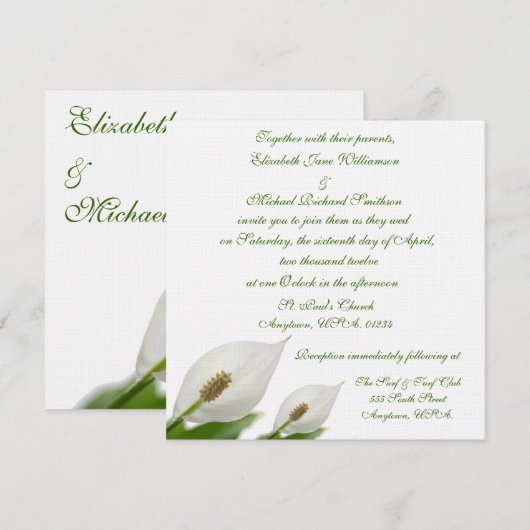 Calla Lily Flowers White Wedding Kaart (Voorkant / Achterkant)