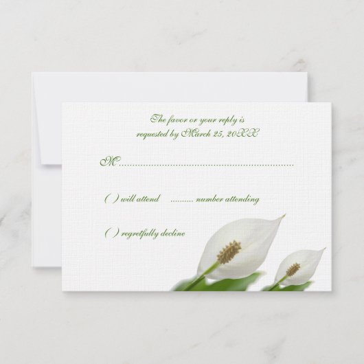 Calla Lily Flowers White Wedding Response Cards RSVP Kaartje (Voorkant)