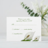 Calla Lily Flowers White Wedding Response Cards RSVP Kaartje (Staand voorkant)