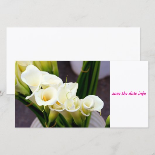 calla lily fotocard save the date (Voorkant / Achterkant)