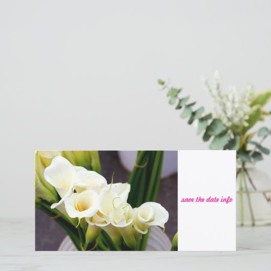 calla lily fotocard save the date (Staand voorkant)