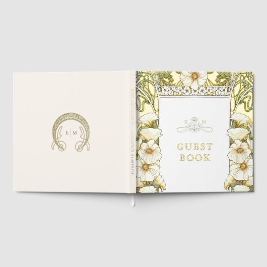 Calla Lily Gold Wedding Art Nouveau Gastenboek (Volledig)