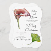 Calla Lily Greenery Minimalist Elegant Uitnodiging (Voorkant / Achterkant)