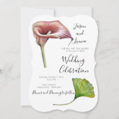 Calla Lily Greenery Minimalist Elegant Uitnodiging (Voorkant)