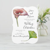 Calla Lily Greenery Minimalist Elegant Uitnodiging (Staand voorkant)