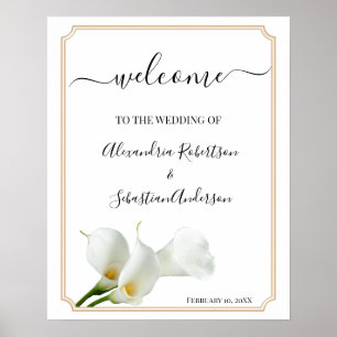 Calla Lily Greenery Wedding Welcome Sign Poster