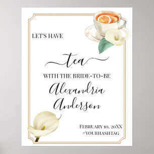 Calla Lily Groene Thee Bruiloftsontvangstbord Poster
