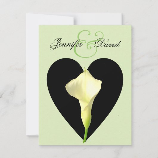 Calla Lily & Heart Wedding Invitation Kaart (Voorkant)