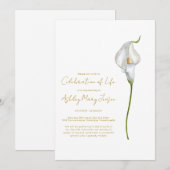 Calla Lily-herdenkingsdienst Kaart (Voorkant / Achterkant)
