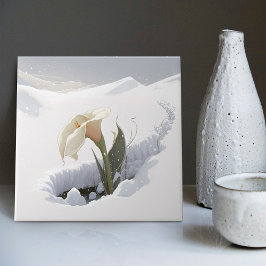 Calla Lily in de bergen die door sneeuw breken Tegeltje