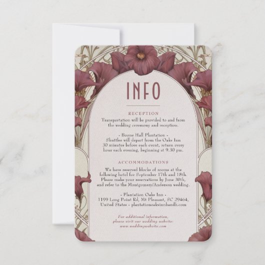 Calla Lily Insert INFO Art Nouveau Mucha I Kaart (Voorkant)