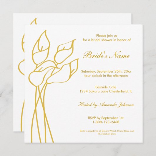 Calla Lily Invite Kaart (Voorkant / Achterkant)