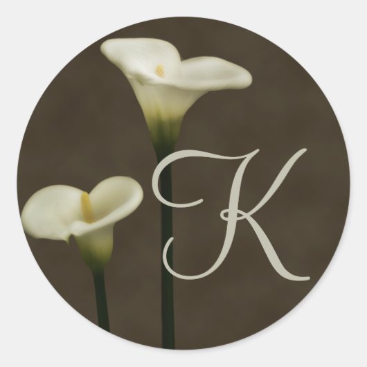 Calla Lily K Envelope Seal Ronde Sticker (Voorkant)