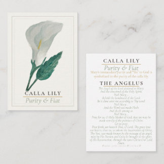 Calla Lily Marian Garden Heilige Gebedskaart | Zui Visitekaartje