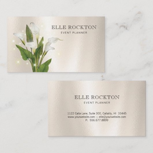 Calla Lily Minimalist Pearl Gloss Visitekaartje (Voorkant / Achterkant)