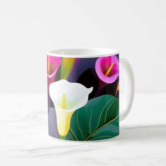 Calla Lily moderne bloemen Koffiemok (Voorkant rechts)