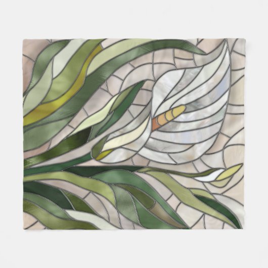 Calla Lily Mosaic Art Fleece Deken (Voorkant (Horizontaal))