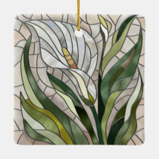Calla Lily Mosaic Art Keramisch Ornament (Achterkant)