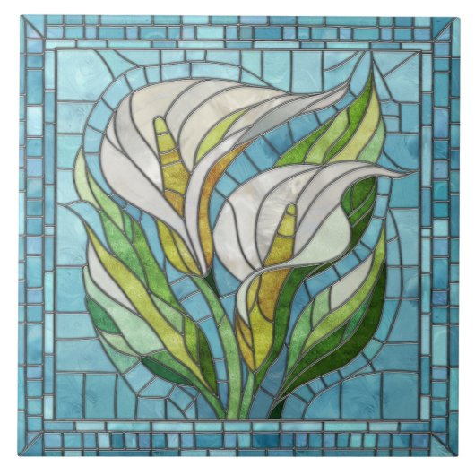 Calla Lily Mosaic Art Tegeltje (Voorkant)