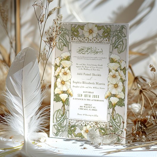 Calla Lily Moslim Bruiloft Art Nouveau Mucha Kaart