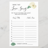 Calla Lily Naam dat liedje douche spel kaart (Voorkant)